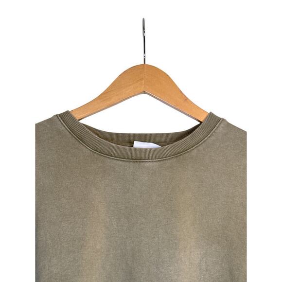 Colsie Women French Terry Crewneck Hi-Low Hem  Pullover Sweatshirt Size XL Green - Picture 6 of 9